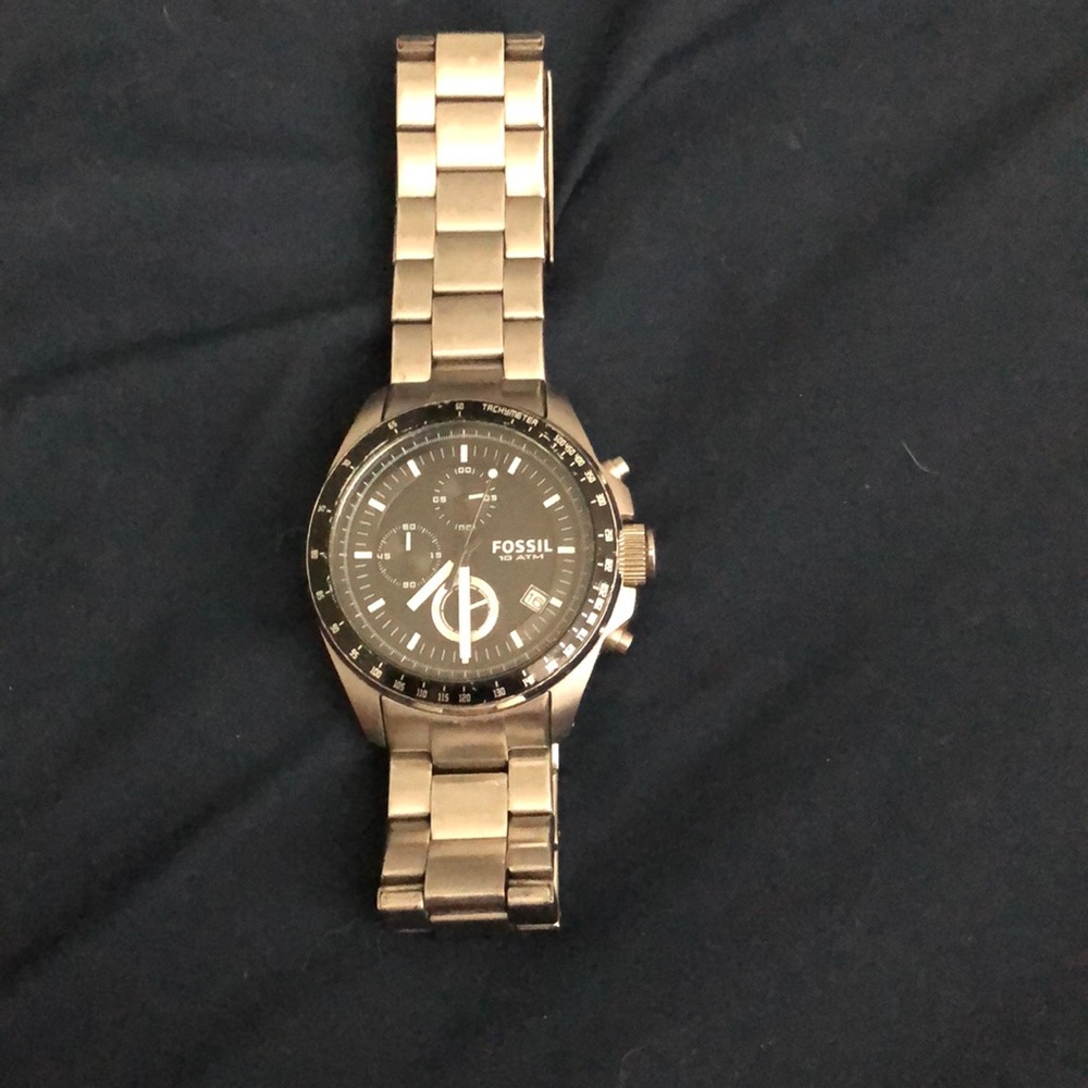 Silver Fossil Watch.